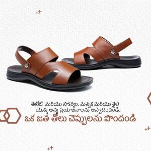 Pair of brown leather sandals on a gradient background
