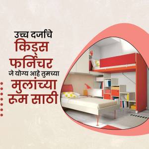 Image of kids furniture including bunk beds and single beds with storage