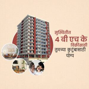 Modern apartment building with family and interior views