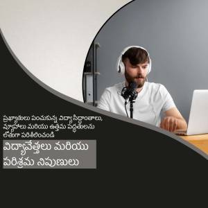 Man with headphones and microphone recording a podcast in front of a laptop.