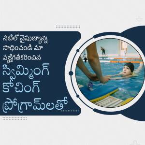 A child learning to swim with instructor assistance in a pool.