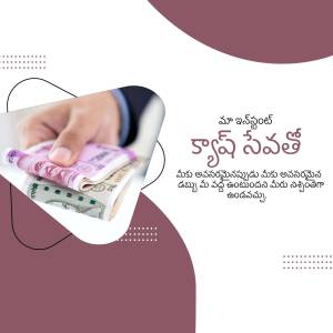 Hand holding Indian currency notes with text about cash savings