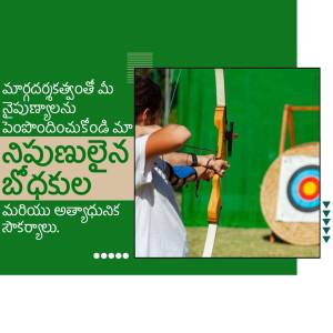 A woman practicing archery with a bow and arrow aiming at a target.
