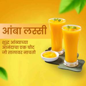 Two glasses of Mango Lassi with a small bowl of mango pulp