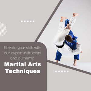 Two martial artists practicing a throw during training