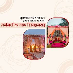 Collage of beautifully decorated wedding mandaps with pink and orange color schemes.