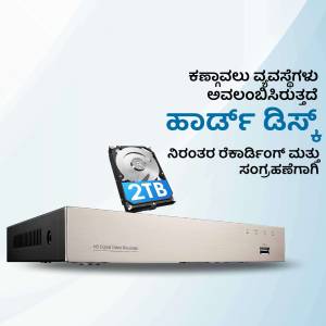 Image of a 2TB hard drive and a DVR security system