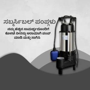 Silver and black submersible water pump with blue float switch