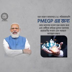 Image featuring Prime Minister Narendra Modi and a digital representation of support for the PMEGP scheme.