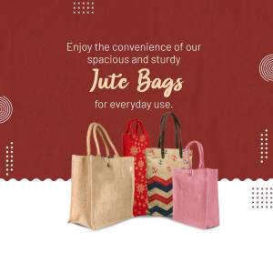 Collection of jute bags in various colors and designs