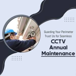 Technician installing a CCTV camera for annual maintenance