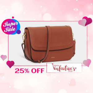 Brown leather handbag with Valentine's Day promotion