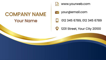 Modern business card with gold accents and contact information