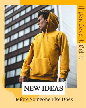 Stylish Man In Yellow Hoodie Branding Post For Telegram