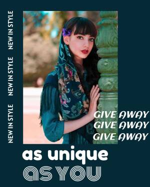 Woman in traditional clothing promoting a giveaway