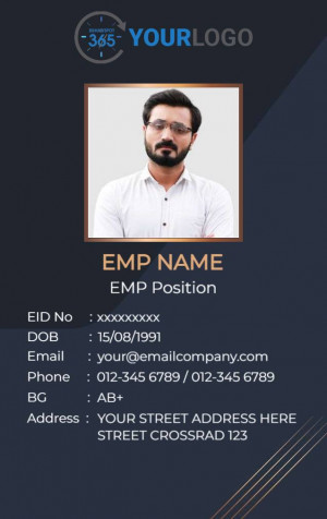 Employee ID card with a man's photo and personal details