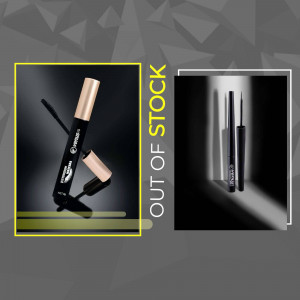 Vivienne Sabo mascara and eyeliner product shot with 'Out of Stock' banner