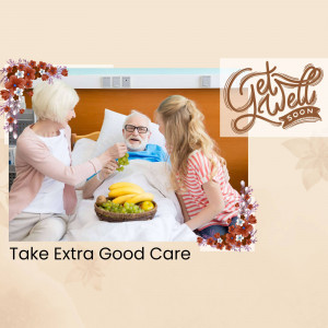 A heartwarming scene of a family visiting a loved one in the hospital, offering fruit and support.