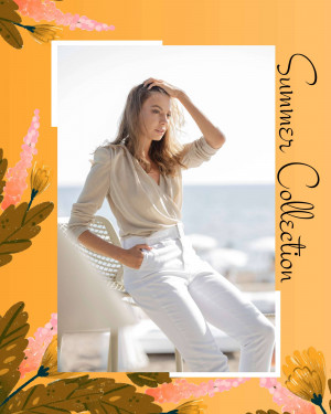 Woman in summer clothing posing by the sea