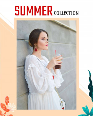 Woman in white summer dress holding a drink outdoors