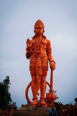 Majestic Hanuman Statue Creative Design For LinkedIn