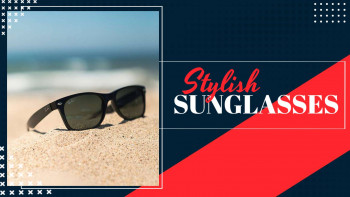 Stylish Sunglasses On The Beach Business Poster For X