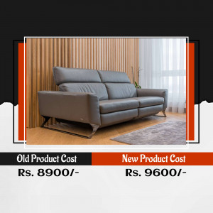 Modern Grey Leather Sofa - Price Comparison Business Poster For WhatsApp