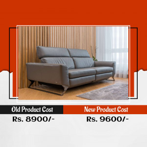 Modern Grey Sofa With Price Comparison Marketing Image For WhatsApp
