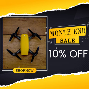 Yellow drone with a month end sale promotion