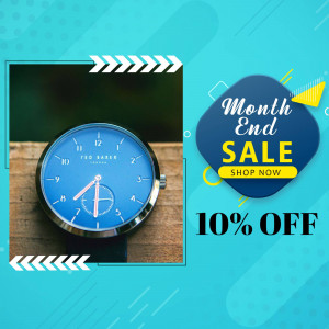 Ted Baker blue watch on display with month end sale promotion