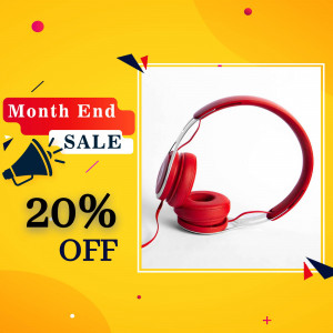 Red headphones on sale with a month end promotion