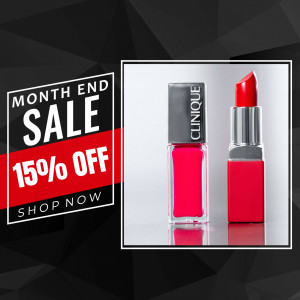 Clinique lipstick and nail polish with a sale promotion