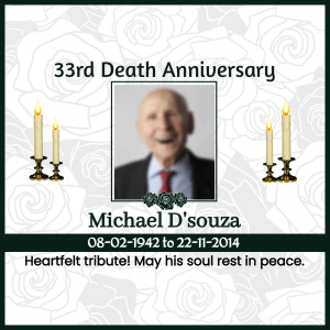 Death Anniversary Remembrance Card for Michael D'souza