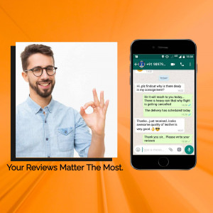 Man giving an okay sign next to a phone displaying a WhatsApp delivery confirmation message.