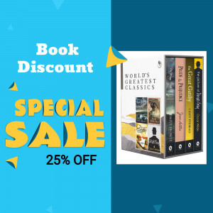 Image advertising a 25% discount on a collection of classic books.
