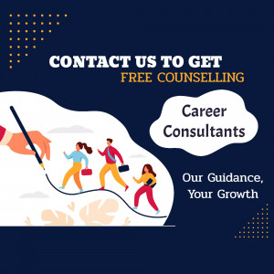 Illustration of people walking on a line drawn by a hand, promoting free career counselling.