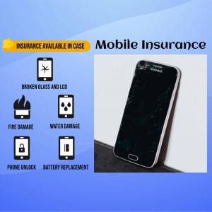 Image depicting mobile insurance coverage for broken screens, water damage, fire damage, and more.