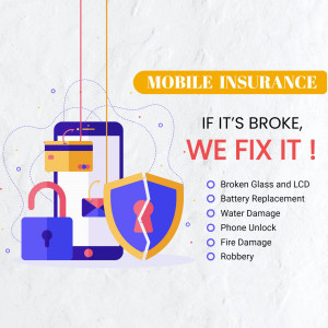 Mobile phone with a shield and repair services listed.