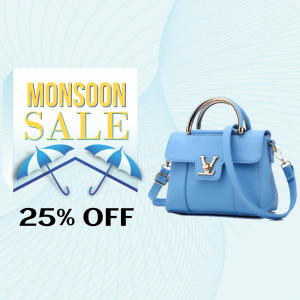 Blue handbag with Monsoon Sale promotion