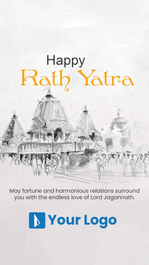 Rath Yatra festival illustration with Jagannath Temple