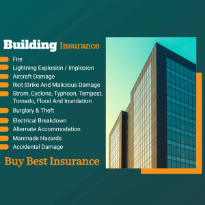 Image depicting building insurance coverage options with a skyscraper background.