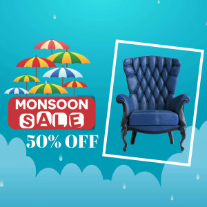 Blue armchair with monsoon sale promotion