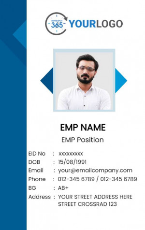 Employee ID card with photo and details