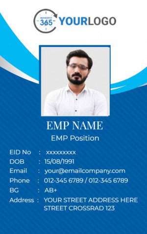 Professional employee ID card with a photo and personal details.