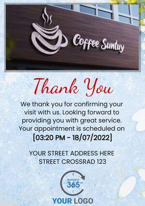 Coffee Suntuy confirmation message with coffee cup image
