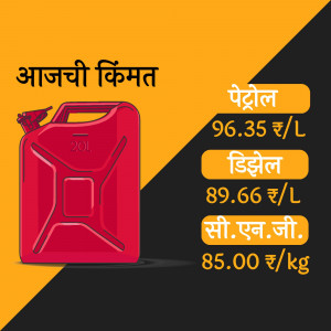 Image displaying current fuel prices for Petrol, Diesel, and CNG in Indian Rupees.
