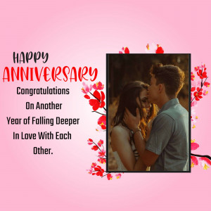 Anniversary greeting with a couple's photo and floral design