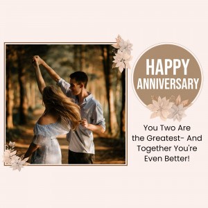 A couple dancing with a Happy Anniversary message