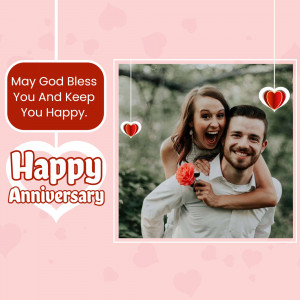 Couple celebrating their anniversary with a blessing message.