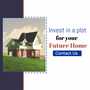Image of a house on a plot of land with text promoting investment in land for future home ownership.